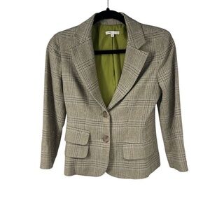 Vince‎ Gray Green Viscose Wool Fitted Career Blazer Jacket Sz 2